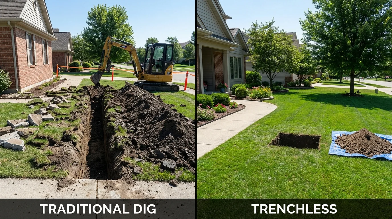 Trenchless sewer repair with minimal yard damage versus traditional excavation in Homosassa, FL
